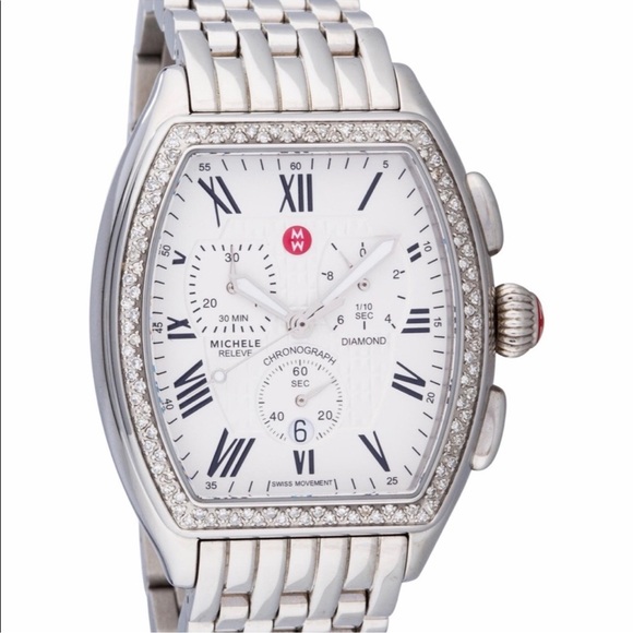 🤍Michele Releve Chrono Diamond Bezel Womens Watch MWW19A000001 - Picture 3 of 16